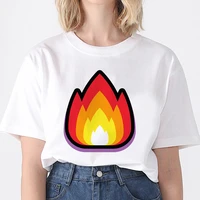 women t shirt summer short sleeve tees 2021 fire print 90s korean fashion female girls clothing casual kawaii top t shirts