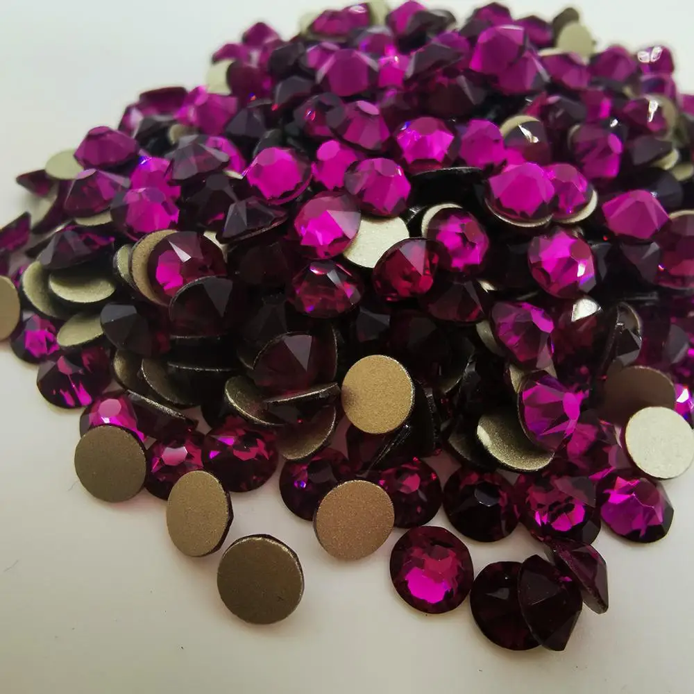 Фуксия Стразы 8 большой маленький плоский без горячей фиксации 3D украшение для