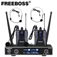 freeboss fb u35h2 dual way uhf fixed frequency wireless microphone system with 2pcs bodypack 2pcs lavalierheadset speech mic