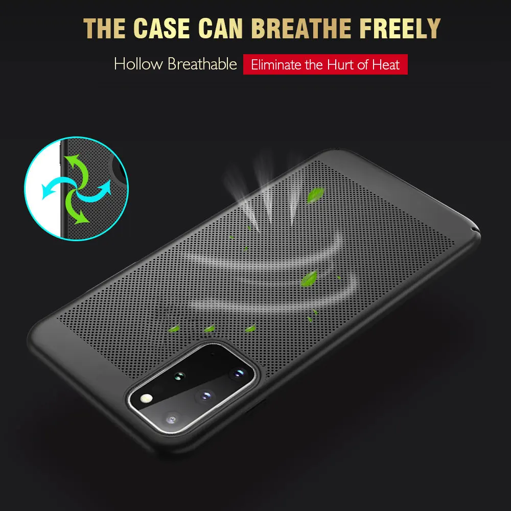 LAPOPNUT Mesh Radiating Ultra Slim PC Hard Back Bumper Phone Case for Samsung Galaxy S9 S8 Plus S7 Edge Breathable Coque Cover |