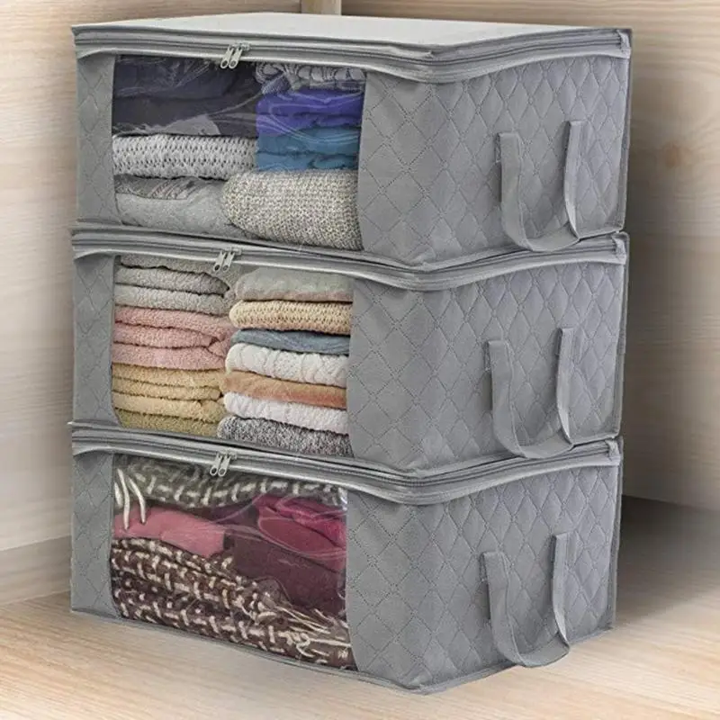 

Non-woven Space Saver Clothes Quilt Blanket Storage Bag Box Organizer Portable Foldable Storage Bags Clothing Wardrobe Storag