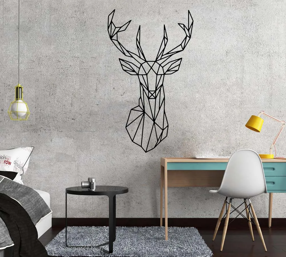 Скандинавские геометрические настенные Стикеры с оленем виниловые наклейки