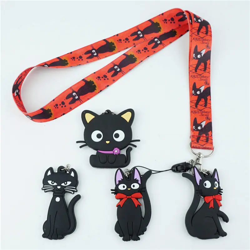Служба доставки Kiki красный ремешок на шею в виде чёрной кошки ремешки для ключей