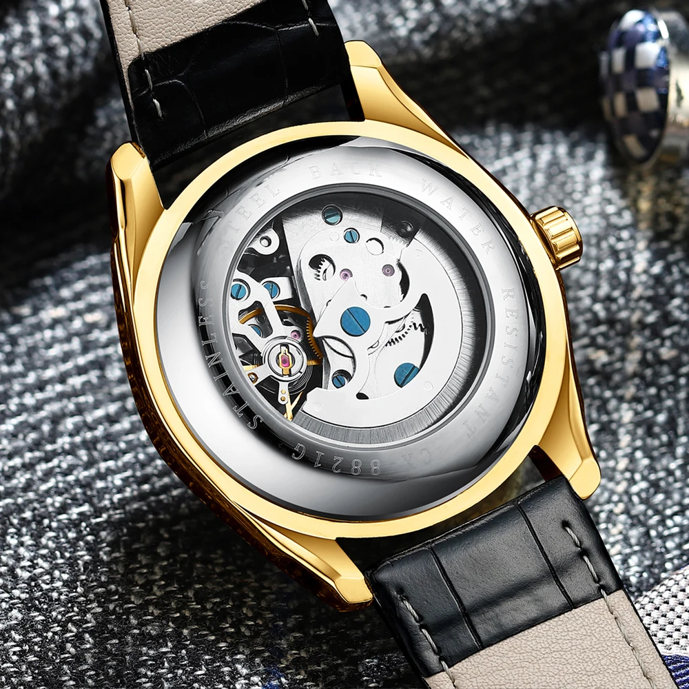 

CHENXI New Luxury Mens Automatic Mechanical Wristwatch Waterproof Luminous Business Leather Clock Tourbillon Men Wrist Watch
