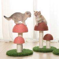 woven linen cat tree mushroom design cat scratching post wear resisting simulated lawn cat scratcher home practical pet toy