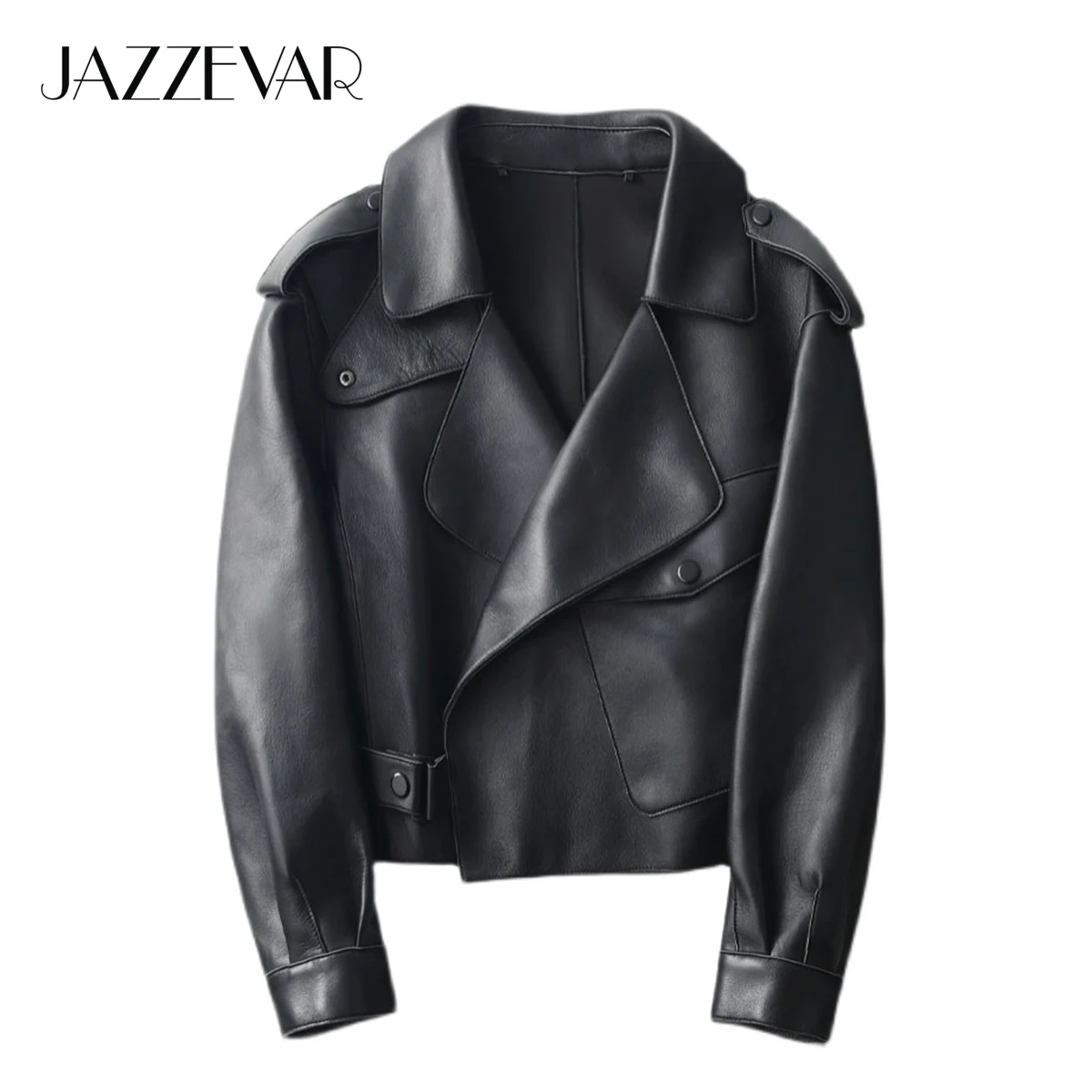 JAZZEVAR New High Fashion Street Women Real Sheep Skin Leather Jacket Oversized Genuine Leather short Jackets Loose Clothing