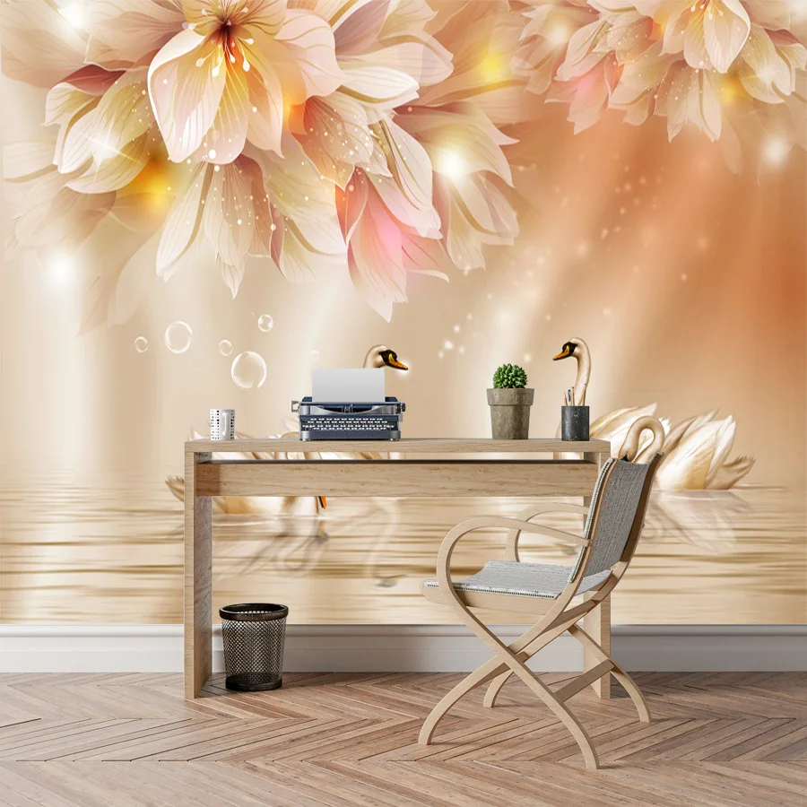 

Flower Blossom 3d Mural Wallpaper Wall Paper Papers Home Decor Glitter Murals Removable Wallpapers for Living Room Walls Mural