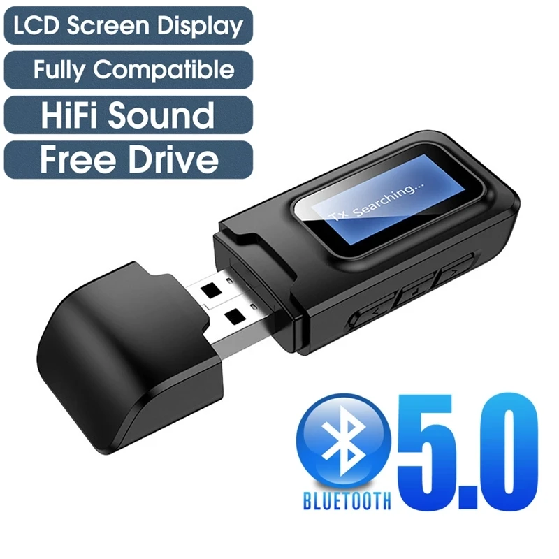 Bluetooth 5 0 передатчик приемник ЖК дисплей Дисплей 3 мм AUX Джек RCA Беспроводной аудио