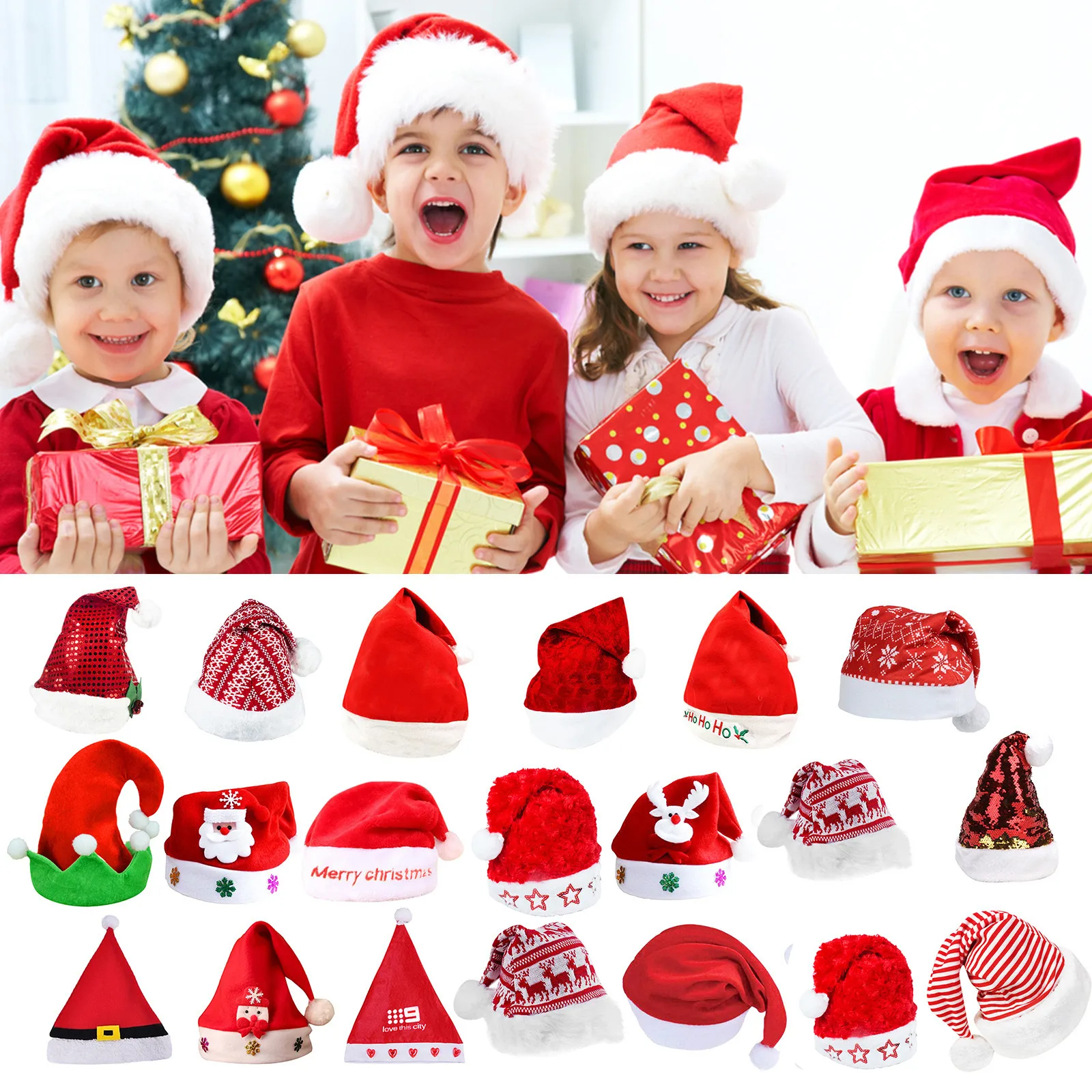Christmas Hat Xmas Holiday For Adults Unisex Santa Cap Navidad New Year Party Supplies Warm Winter Caps Decorations | Дом и сад