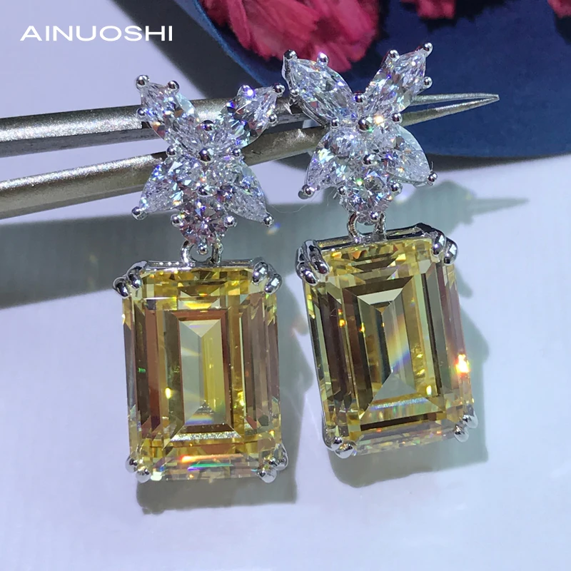 AINUOSHI изумруд прямоугольной огранки парень с искусственными бриллиантами Стад
