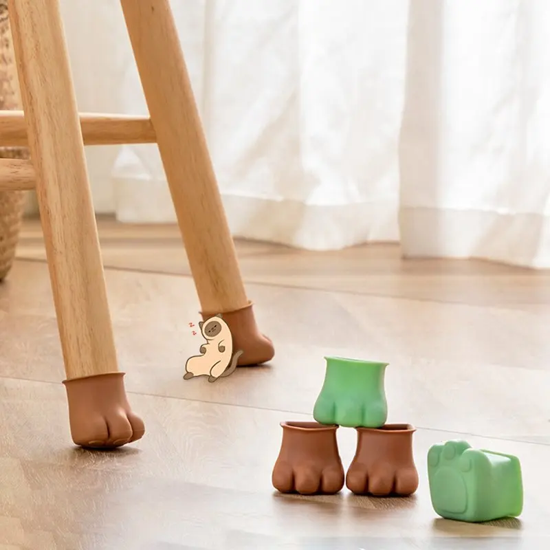 

4Pcs Silicone Table Feet Caps Anti-slip Chair Leg Wood Floor Protection Mat Decor Washable Furniture Leg Protectors Cover