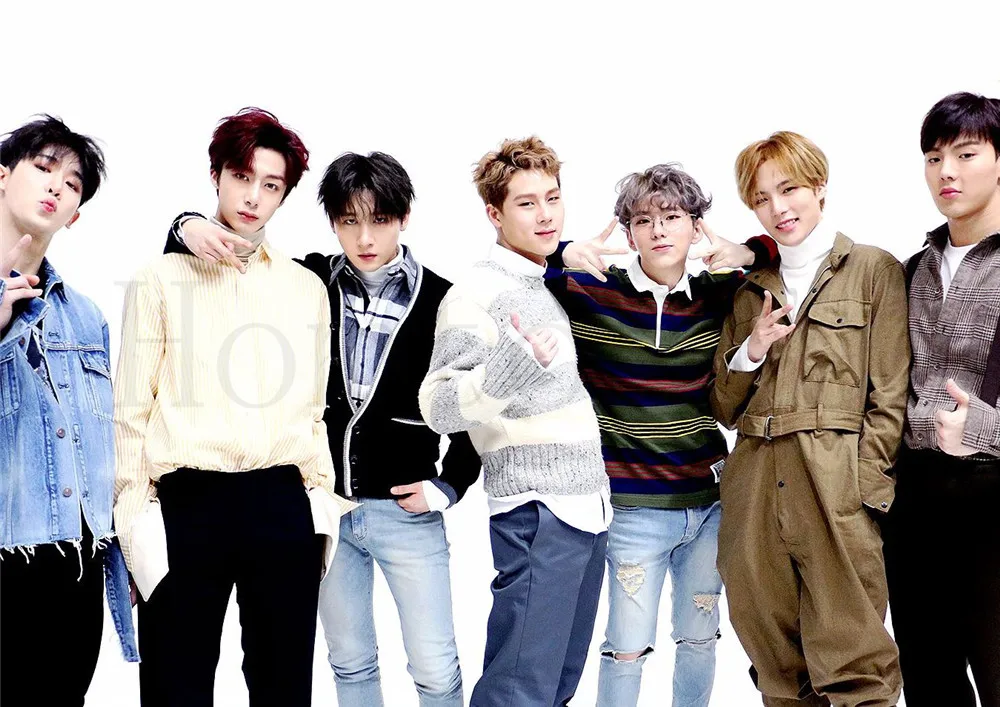 Синий Monsta X Kpop плакаты Высокое разрешение украшения дома глянцевая бумага печатает домашний арт бренд - Цвет: Синий