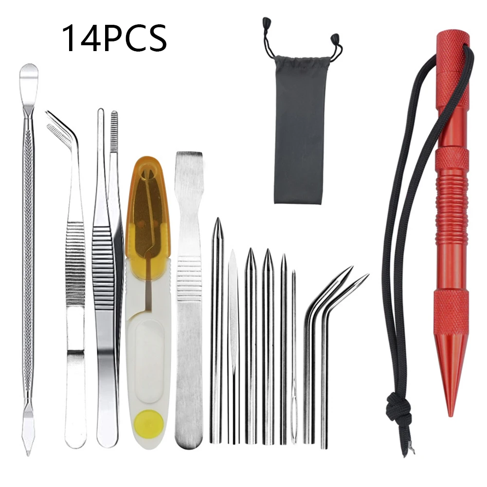 

14PCS Leather Sewing Craft Tool Leather Rope Needle Leather Needle Knitting Needle Double Hole Leather Rope Lace Needle DIY