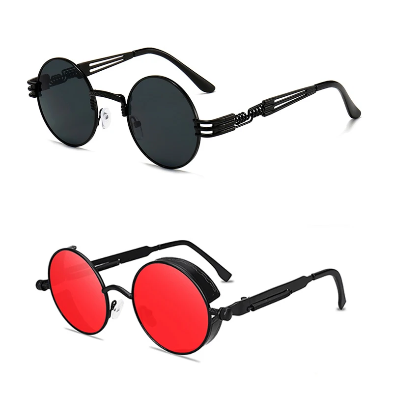 Солнцезащитные очки в стиле стимпанк женские металлические круглые винтажные