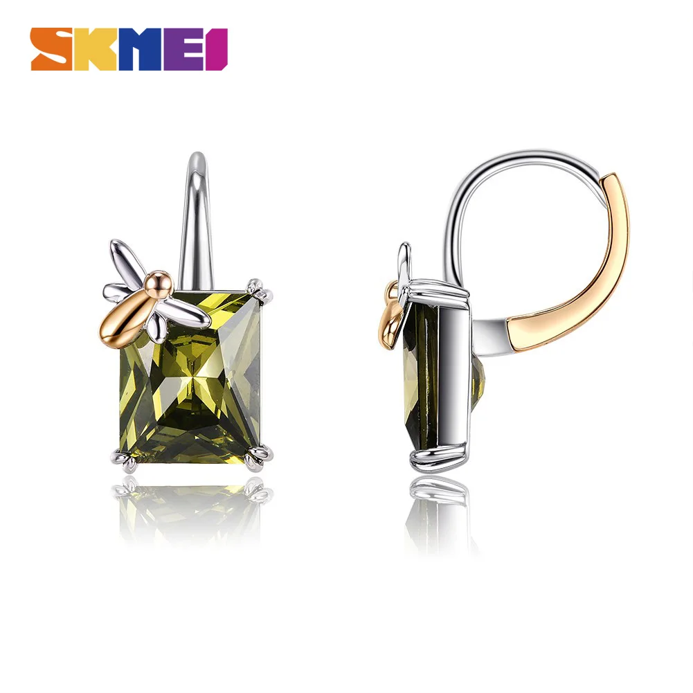 SKMEI оливково зеленые серьги гвоздики для женщин прямоугольные циркониевые