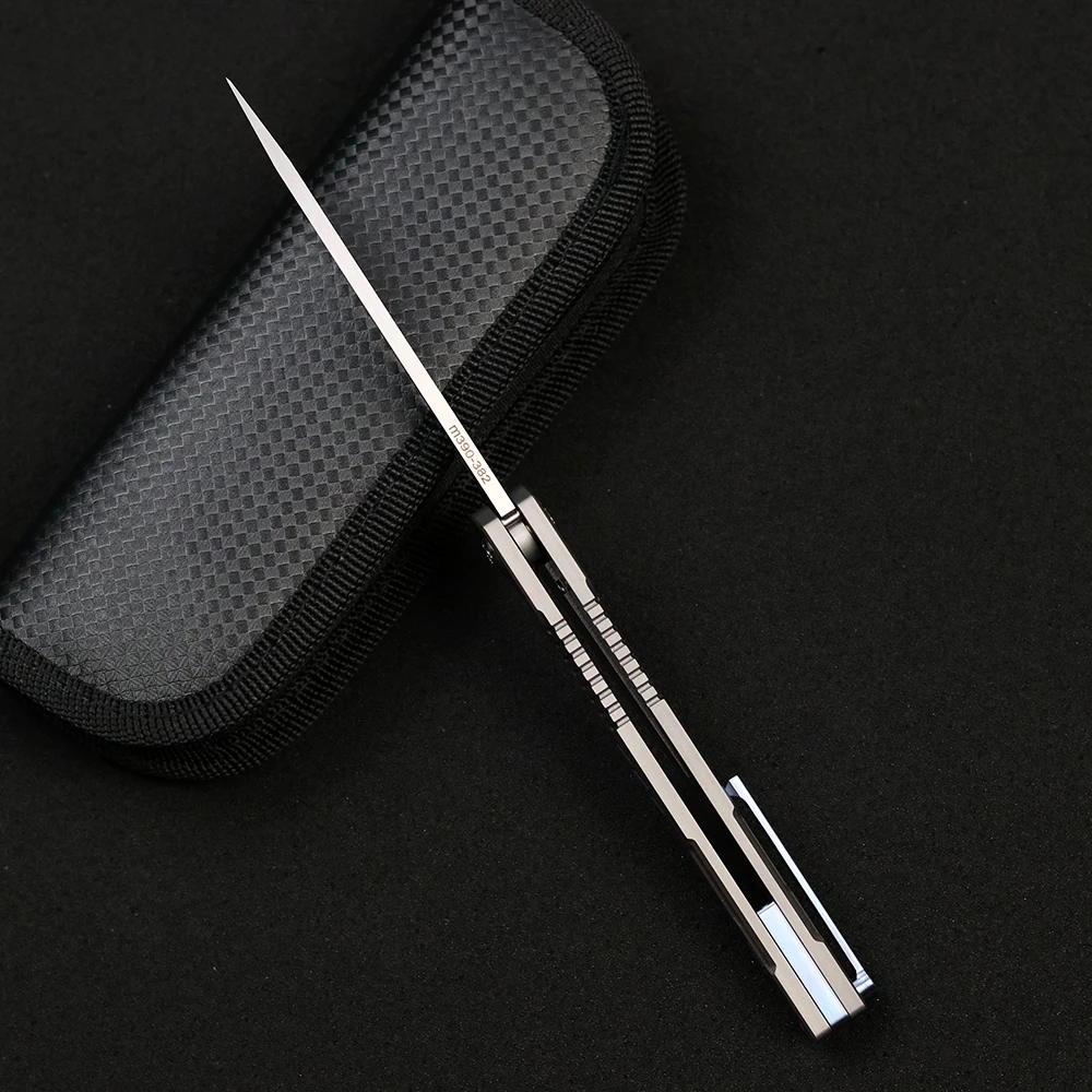 Beli Baru Taktis Camping Pisau Lipat TC4 Titanium Menangani M390 Pisau Lipat Penyelamatan Berburu Pisau Dapur Pisau Buah Alat EDC