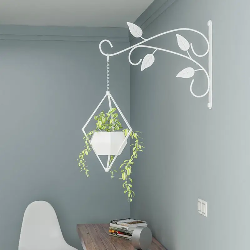 

Wrought Iron Wall Mounted Hanging Basket Hook Plant Flower Pot Hanger Balcony Garden Home Decoration