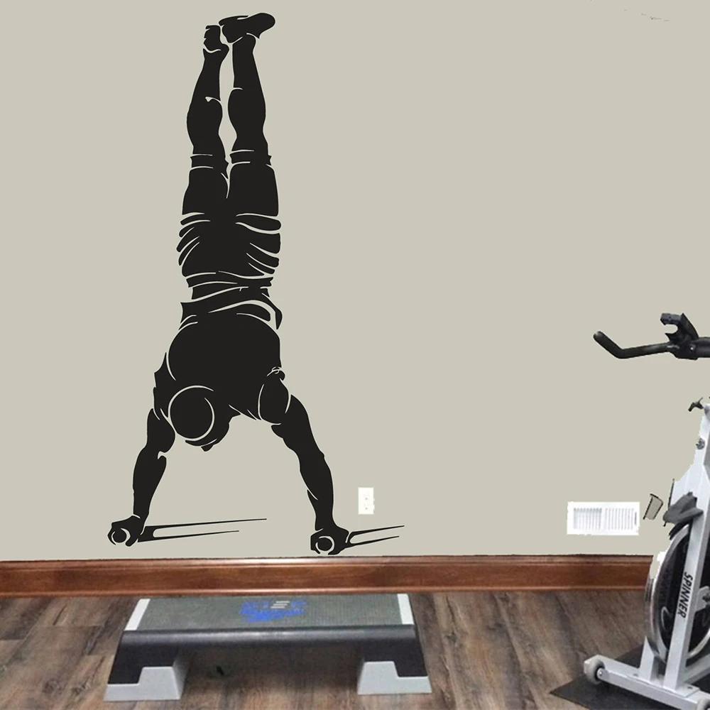 Workout Wall Decals Fitness Room Decor Sticker Vinyl Garage Gym Decoration Removable Mural Wallpaper Boy Bedroom P390 | Дом и сад