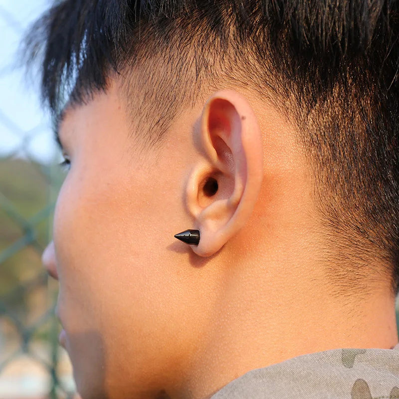 Стильные черные пулевые зажимные серьги клипсы для мужчин ювелирные изделия