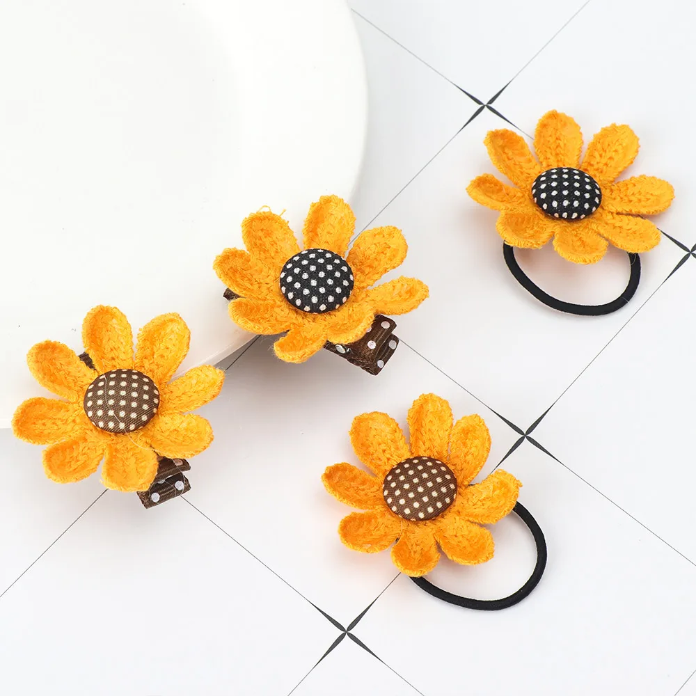 4 шт. милый эластичный с цветочным принтом для девочек волосы резинки набор