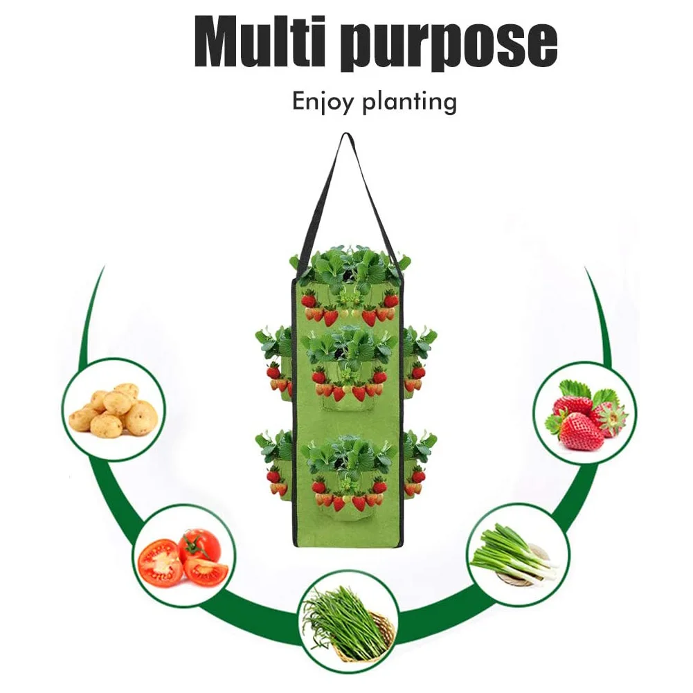 

8 Pockets Green Grow Bags Planter Vertical Garden Vegetable Living Garden Bag Seedling Wall Hanging Plant Fruit Growing Bags