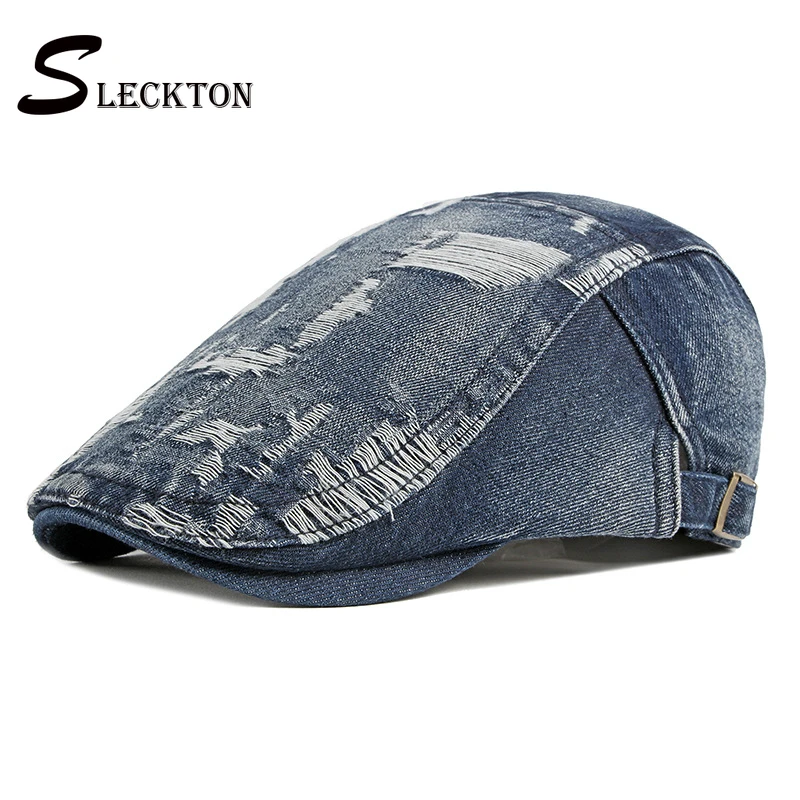 SLECKTON модные ковбойские шляпы для мужчин ретро джинсовая кепка Newsboy унисекс