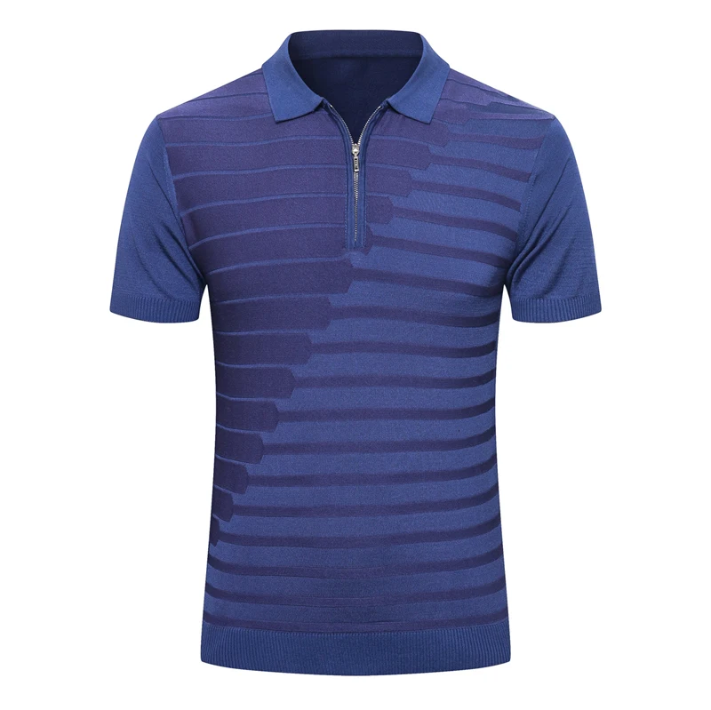 

Billionaire Polo shirt men's silk 2020 summer new Business fashion zippers high quality stripe big size M-5XL free shipping
