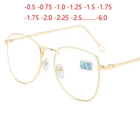 Очки для близорукости для мужчин и женщин, овальные готовые очки для близорукости, в металлической оправе, от-0,5 до-0,75 до-1,0 T-6,0