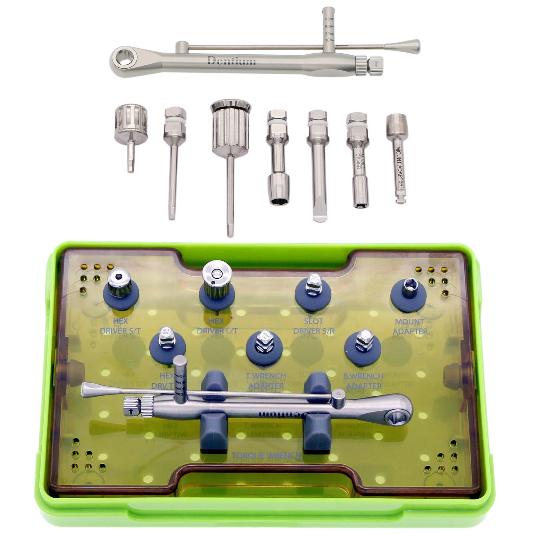 Dentium Dental prosthetic kits Implant Torque Wrench Ratchet 10-70NCM 7*Drivers & 1*Wrench Kit