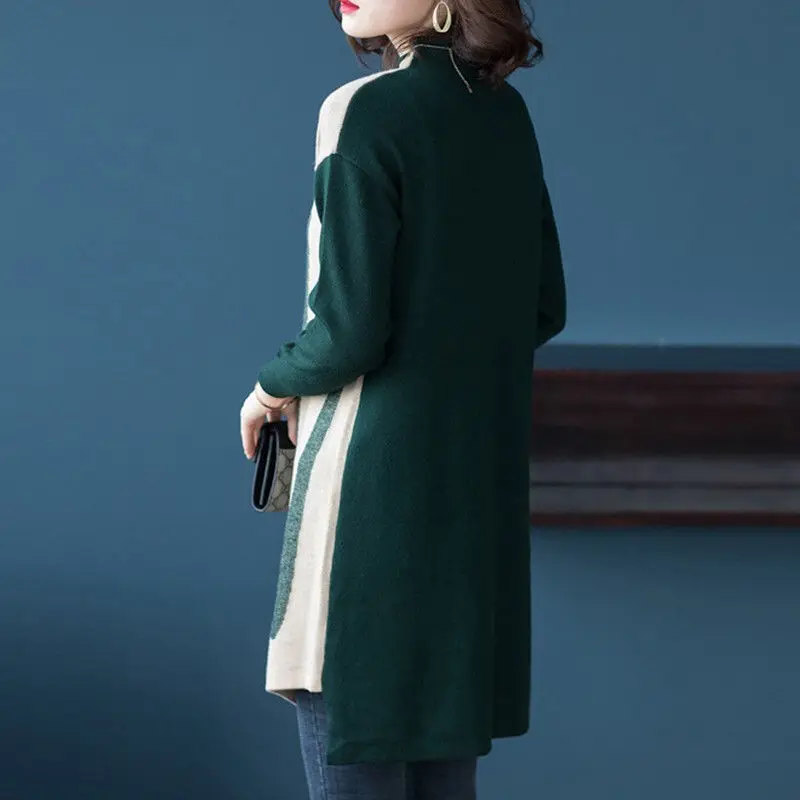 

Women Korean Loose Mid-length Bottoming Shirt Spring and Autumn New Knitted Inner Long-sleeved Half Turtleneck Sweater