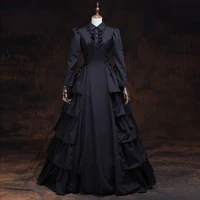 high end black gothic victorian period dress medeival steampunk queen vampire ball gown vintage reenactment theater costume