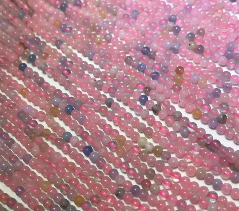 

Morganite loose beads round faceted 2/3/4mm nature for making jewelry necklace 14inch FPPJ wholesale