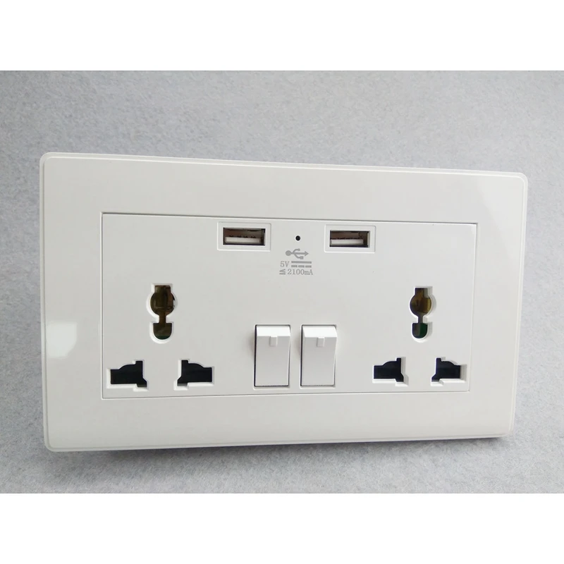 Международная универсальная розетка 2.1A с Usb портом 3 отверстия двойной порт