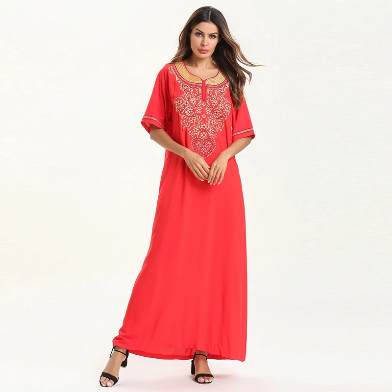 Мусульманское исламское модное вышитое платье Дубай Турция длинная юбка Ближний