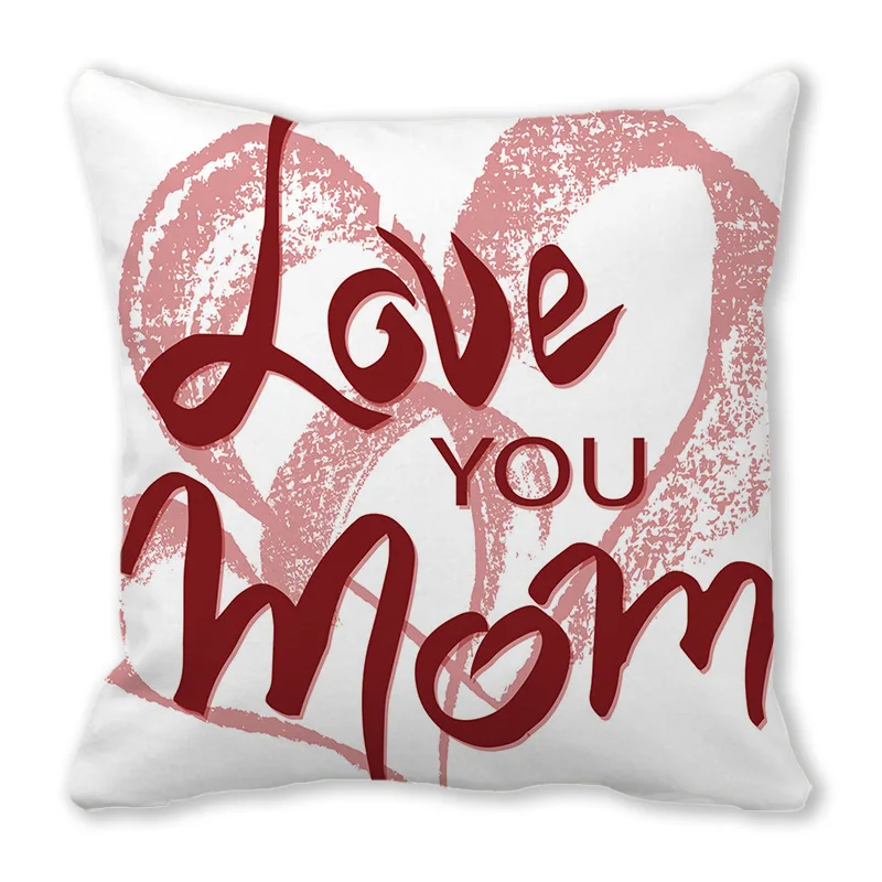 

Односторонняя наволочка с принтом квадратного розового цвета «Я люблю маму» на день матери, наволочки для диванных сидений, домашний декор ...