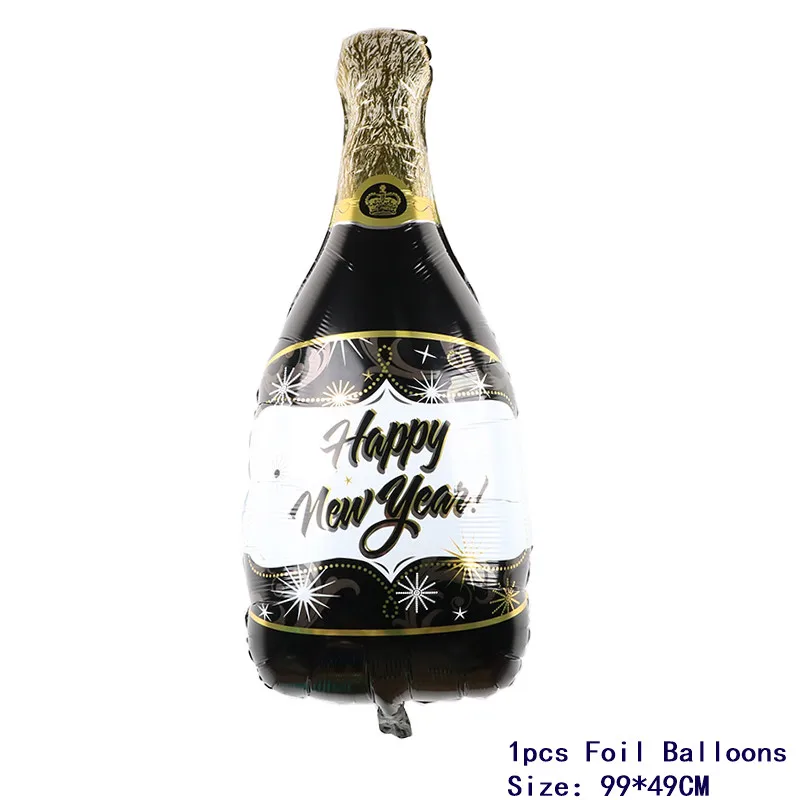 

2021 Happy New Year Party Balloons 18inch Black Bottle Helium Globos Even Party Supplies Noel Merry Christmas Decorations Ballon