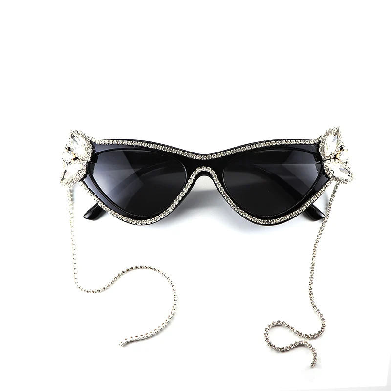 Super Cateyes, винтажные, вдохновленные, модные, с высоким заостренным носком, кошачий глаз, солнцезащитные очки, стразы, блестящие, Кристальные, солнцезащитные очки «кошачий глаз»