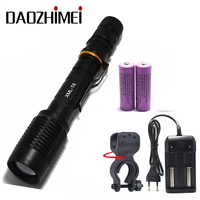 5000lm t6 led police tactical zoom flashlight torch lamp 5 mode bike light portable lantern2 18650 battery charger