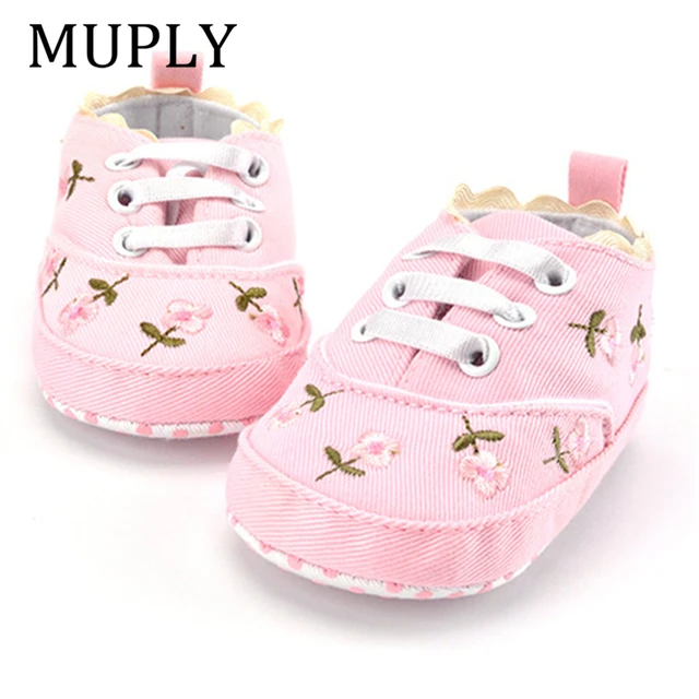 Baby Girl Shoes White Lace Floral Embroidered Soft Shoes Prewalker Walking Toddler Kids Shoes First Walker free shipping 4