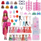66 шт.компл. аксессуары для Барби Бесплатная доставка кукольная одежда платье шляпа обувь очки Сумки чулки серьги для Барби игрушки для девочек