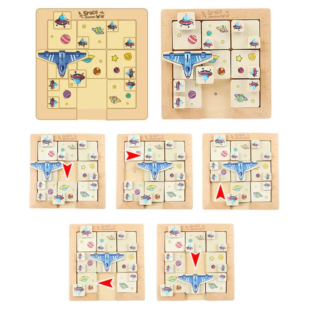 

Magnetic Puzzle Board Games Help Spaceship Escape Klotski Brain Teaser Wooden Puzzle For Kids Educational Puzzle Table Game Toy