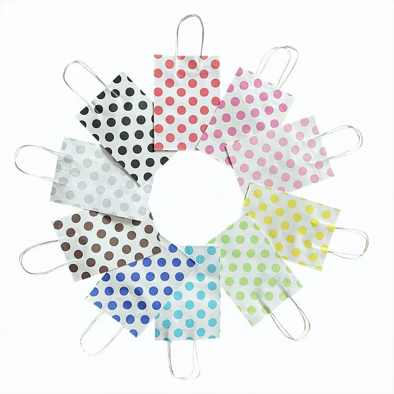 

10pcs 21*15*8cm Storage Bag with Handles Color Polka Dot Gift Packing Bags for Clothes Wedding Christmas Party
