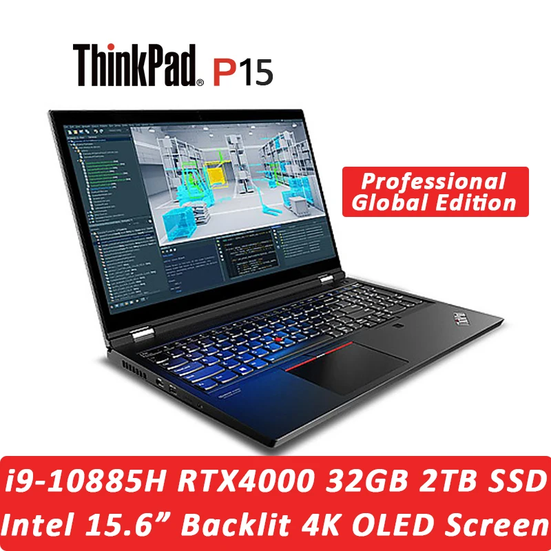 

Lenovo laptop ThinkPad P15 i9-10885H Windows 10 Professional 32GB RAM 2TB SSD RTX4000 WiFi 6 15.6-inch 4K LED-backlit display