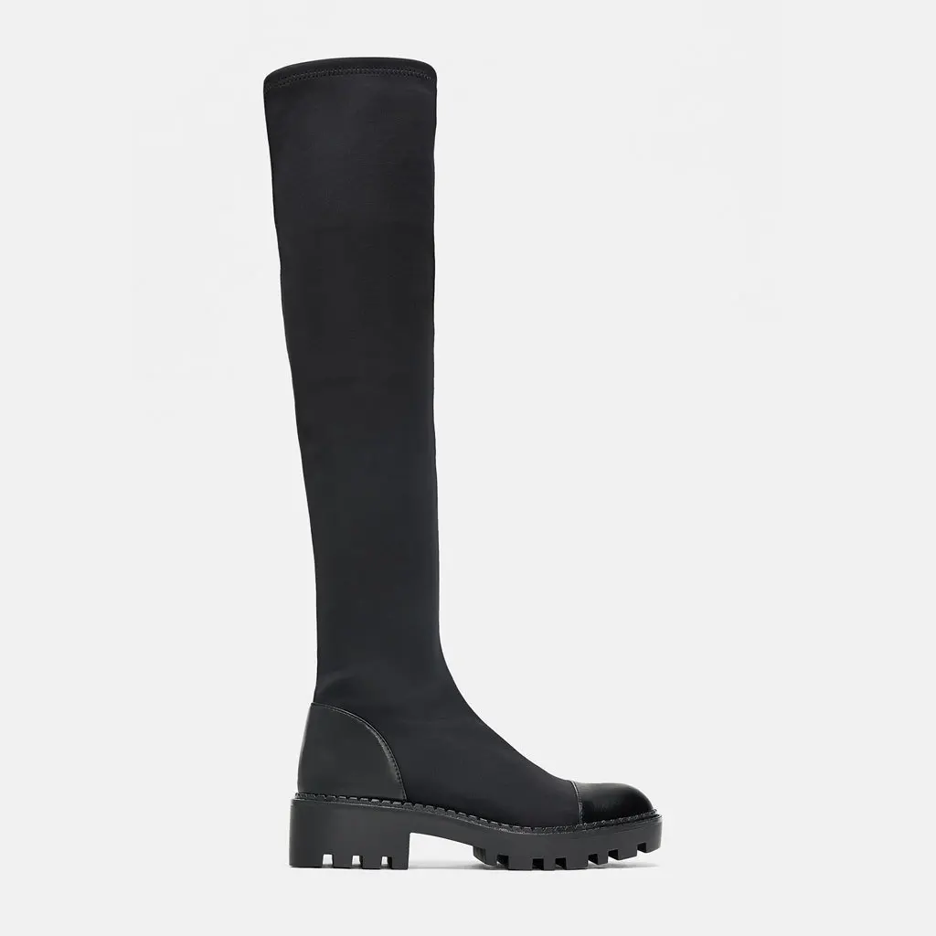 

Women's Shoes Black Sole High Flat Bottom Boots Latest Fashion Overknee Boots