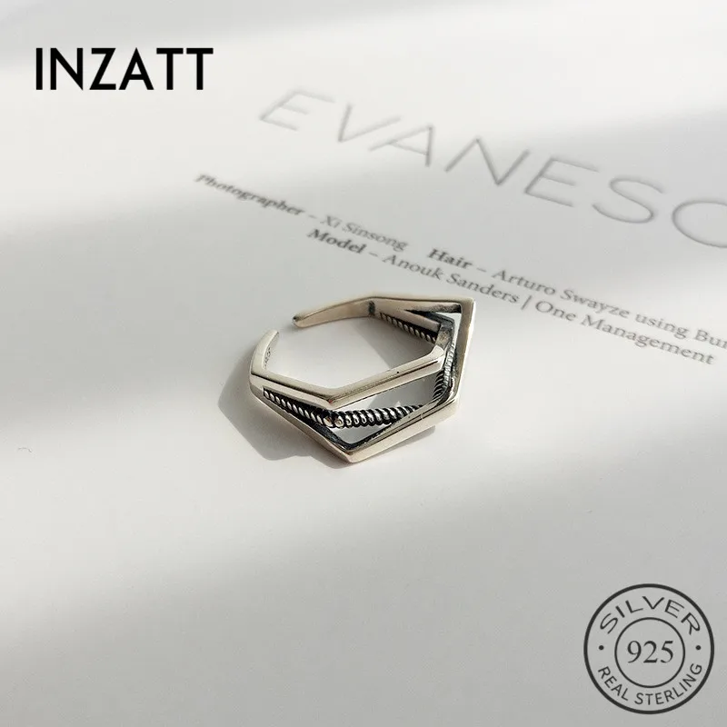 Женское Открытое кольцо INZATT S925 необычное геометрическое ювелирное изделие из