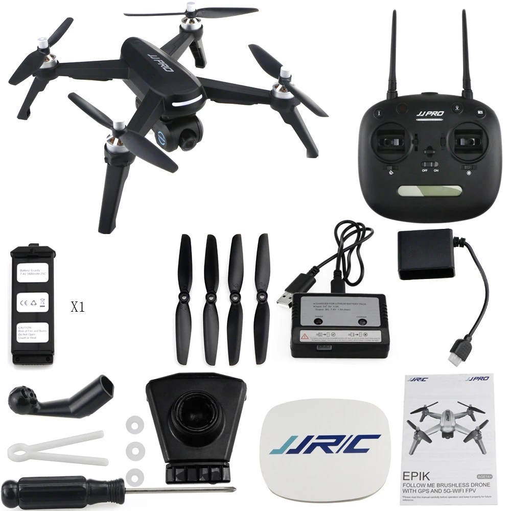 Подлинный JJRC JJPRO X5 аэрофотосъемка drone5G gps wifi FPV с 1080P HD камерой до 18 минут радиоуправляемое НЛО профессиональная съемка - Цвет: black 1 Battery