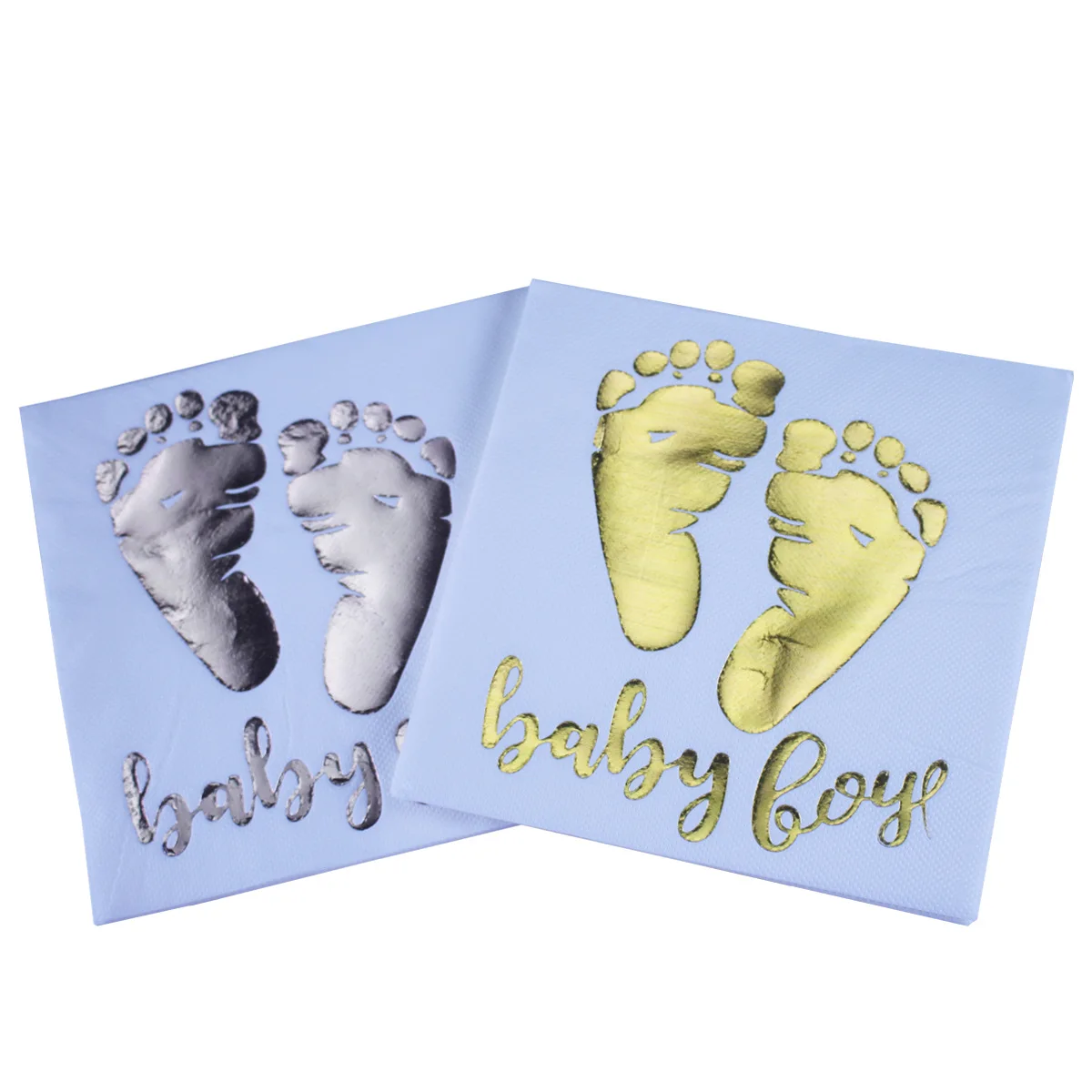 

20pcs Stamping Rose Gold Baby Foot Servilletas Gender Reveal Party Decoupage Paper Napkins Girl or Boy Baby Shower Decor 33cm