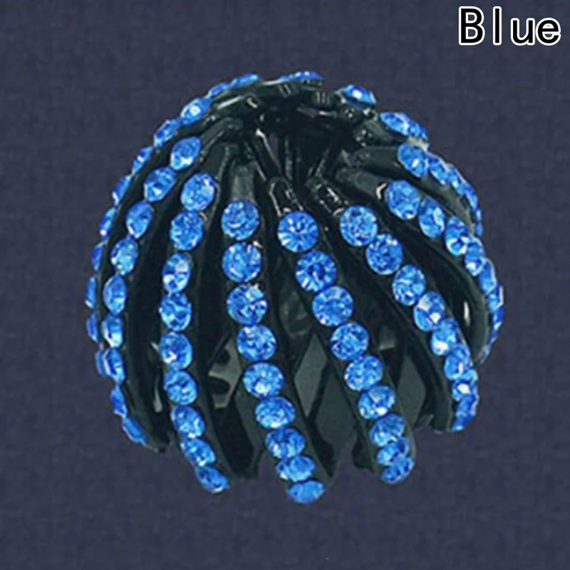BL New Style Crystal Color Bird Nest Ponytail Holder Fair Crab Claw Clip Hairpin Rhinestone For Women Girls Headwear - Цвет: BL