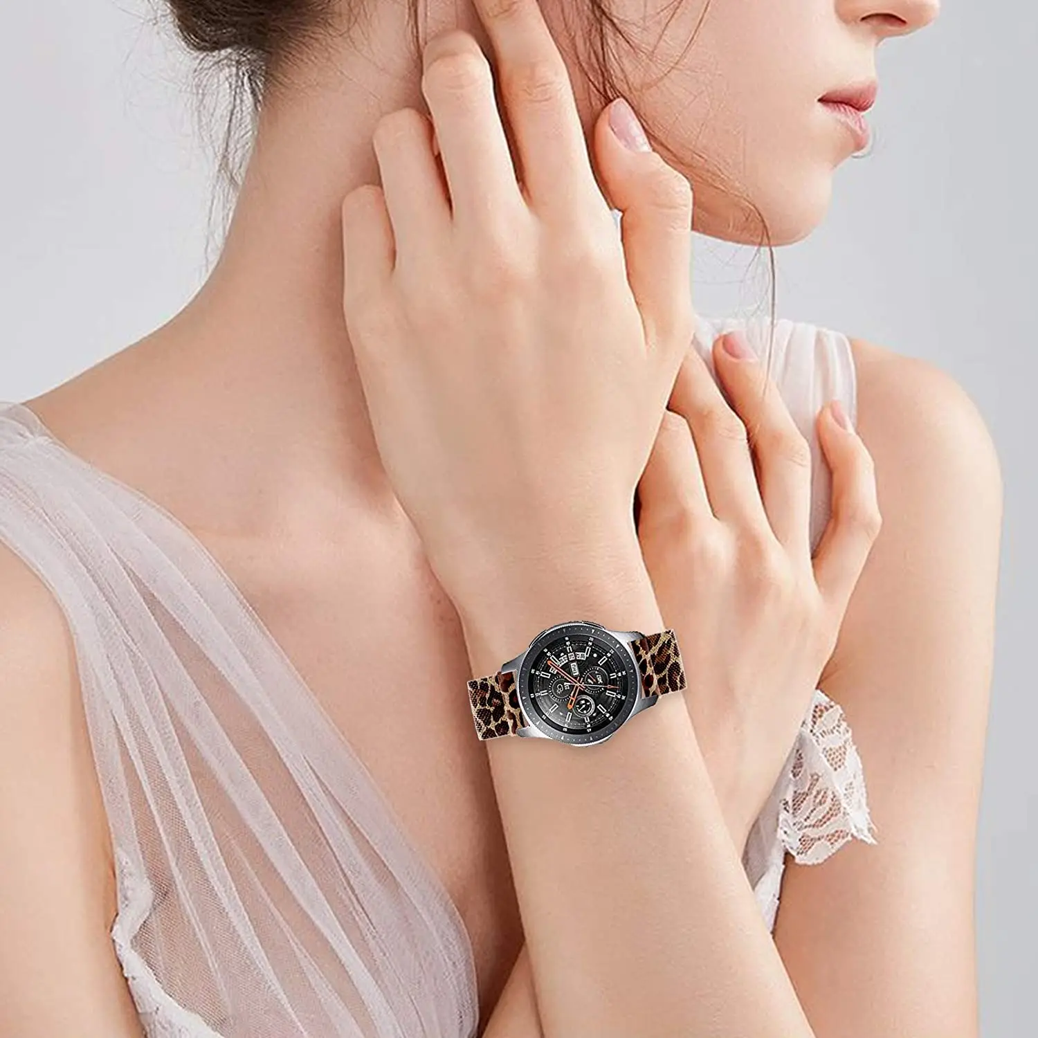 22mm Leopard Milanese Mesh Loop Metal Band For Samsung Galaxy Watch 3 45mm/Gear S3 Frontier/Classic /Samsung Galaxy Watch 46mm