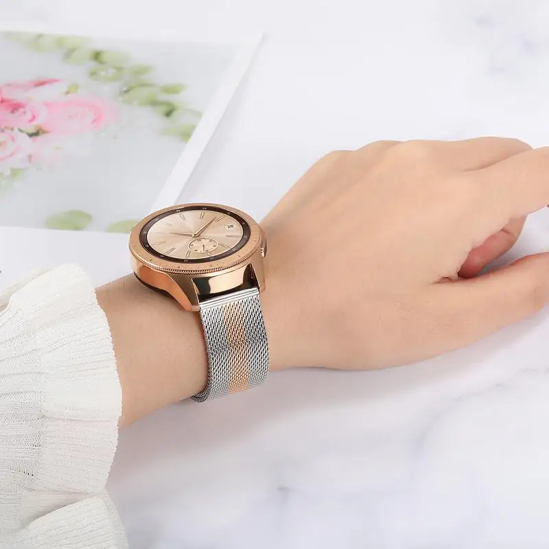 Миланский ремешок для часов 20 мм 22 мм для samsung Galaxy Watch 42 мм 46 мм Active 2 40 мм 44 мм быстросъемный сетчатый ремешок из нержавеющей стали